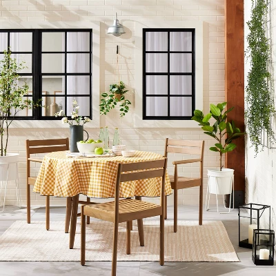 70" Gingham Wipeable Oil-Cloth Round Tablecloth Gold/Cream - Hearth & Hand™ With Magnolia 3 70" Gingham Wipeable Oil-Cloth Round Tablecloth Gold/Cream - Hearth & Hand™ With Magnolia