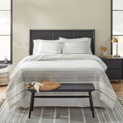 Alternating Pinstripe Duvet & Sham Set Gray/Cream - Hearth & Hand™ With Magnolia -Decor Haven Shop GUEST 40f44a97 3e84 4de5 8627 270194ca37dc