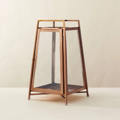 Raised Metal & Glass Pillar Candle Lantern Copper - Hearth & Hand™ With Magnolia 7 Raised Metal & Glass Pillar Candle Lantern Copper - Hearth & Hand™ With Magnolia - Image 5