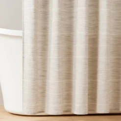 Stitched Grid Lines Woven Shower Curtain Light Brown/Cream - Hearth & Hand™ With Magnolia -Decor Haven Shop GUEST 4f516dc4 296e 44bc 9328 59014e91db0f