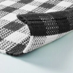 Textured Gingham Indoor/Outdoor Woven Area Rug Dark Gray/Cream - Hearth & Hand™ With Magnolia -Decor Haven Shop GUEST 59c84c51 ff59 41d4 aafd 9637c81802a5