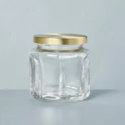 Sculpted Glass Canister Clear/Brass - Hearth & Hand™ With Magnolia -Decor Haven Shop GUEST 628e2805 fc16 48dc 9905 edb119df337b