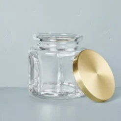 Sculpted Glass Canister Clear/Brass - Hearth & Hand™ With Magnolia -Decor Haven Shop GUEST 71f281b6 258a 4b80 b1af 9a6bc3fbbc8f