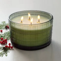 Textured Glass Balsam & Berry Jar Christmas Candle Green 24oz - Hearth & Hand⢠With Magnolia