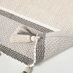 24"x60" Color Block Stripe Tassels Bath Rug Neutral Taupe - Hearth & Hand™ With Magnolia -Decor Haven Shop GUEST 910979a7 4645 484a b851 9e3664ee4695