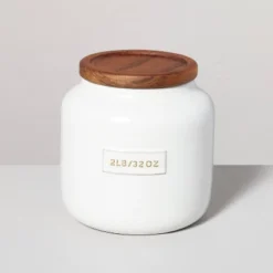Dry Goods Stoneware Canister With Wood Lid Cream/Brown - Hearth & Hand™ With Magnolia -Decor Haven Shop GUEST 9a628954 fe13 4a85 8006 a0d2b4f27491