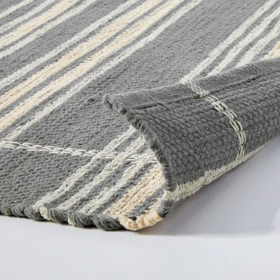 Wool Blend Variegated Stripe Area Rug Dark Gray - Hearth & Hand™ With Magnolia 5 Wool Blend Variegated Stripe Area Rug Dark Gray - Hearth & Hand™ With Magnolia - Image 3