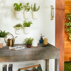 18.6" Wide 7pc Wall Mounted Metal Planter Set Sour Cream - Hearth & Hand⢠With Magnolia