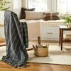 Chipped Stripe Woven Throw Blanket Dark Gray/Cream/Almond - Hearth & Hand™ With Magnolia -Decor Haven Shop GUEST a47d5f8d 3155 4759 9130 296ca2564ab4
