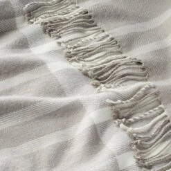 Tonal Plaid Stripes Woven Stadium Blanket Cream/Gray - Hearth & Hand™ With Magnolia -Decor Haven Shop GUEST a547a455 2807 47d4 81a0 5dc93e6ede8a