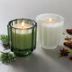 2pk Fluted Glass Candle Gift Set - Cypress & Pine/Mulled Spice 4.6oz - Hearth & Hand⢠With Magnolia