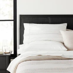 2pk Standard Cotton Percale Multistripe Pillowcase Set Gray/Neutrals - Hearth & Hand⢠With Magnolia