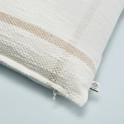 12"x30" Open Grid Lines Lumbar Throw Pillow Cream/Taupe - Hearth & Hand™ With Magnolia -Decor Haven Shop GUEST cca4d0e7 7a26 469b 8704 00e59eb960cf