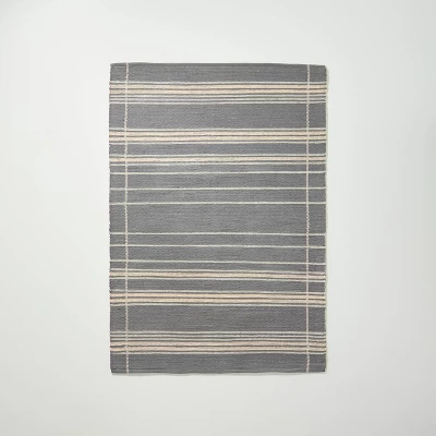 Wool Blend Variegated Stripe Area Rug Dark Gray - Hearth & Hand™ With Magnolia 8 Wool Blend Variegated Stripe Area Rug Dark Gray - Hearth & Hand™ With Magnolia - Image 6