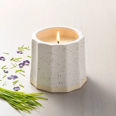 Wide Fluted Speckled Ceramic Pampas Jar Candle Tonal Cream 11oz - Hearth & Hand™ With Magnolia -Decor Haven Shop GUEST e1a333b1 3e96 470e 95c4 f5f30c4fbfe2