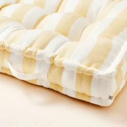Bold Stripe Indoor/Outdoor French Floor Cushion Gold/Cream - Hearth & Hand™ With Magnolia -Decor Haven Shop GUEST ea808b39 8085 407e 9032 7540289c1f55