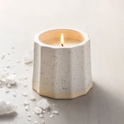 Wide Fluted Speckled Ceramic Salt Jar Candle Tonal Cream 11oz - Hearth & Hand⢠With Magnolia